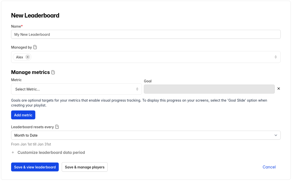 Create a Leaderboard